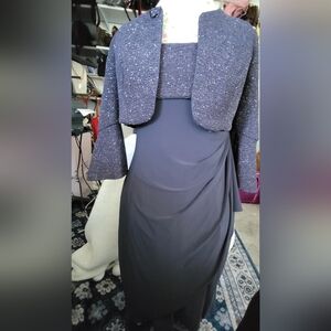 Alex Evenings  Blue Dress with Shimmer Bodice